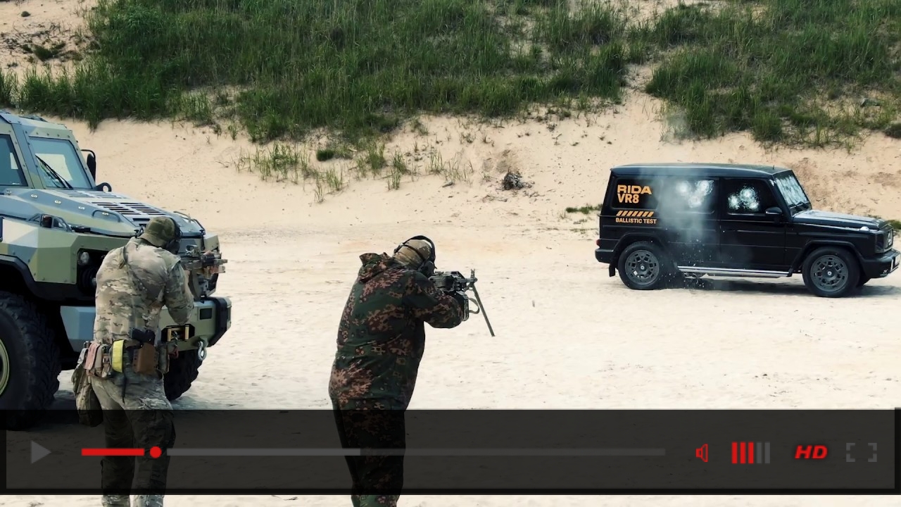 VR8 Shooting test: Armored vehicle RIDA based on Mercedes G-class