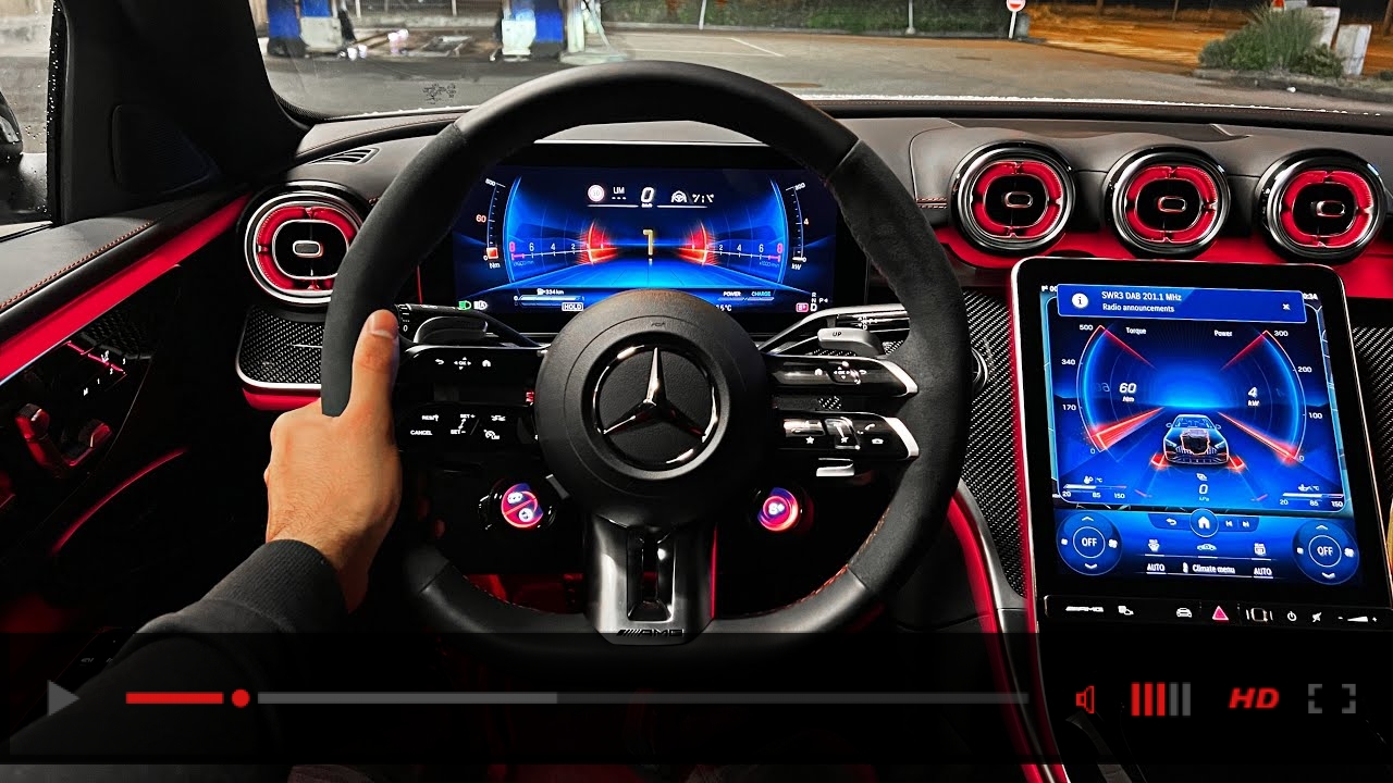 NEW 2023 C43 AMG POV NIGHT DRIVE +SOUND! 4 Cylinder AMG? Interior Ambiente Review